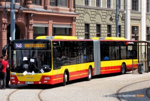 13.06.2015, Wrocław ul. Teatralna. Prezentacja autobusu MAN z ITS Michalczewski.