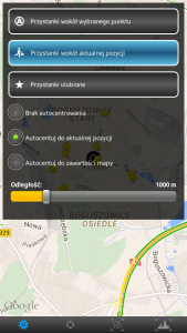 Wyszukiwarka przystanków wokół aktualnej pozycji GPS. Ryc. K. Bek, 11 XI 2014